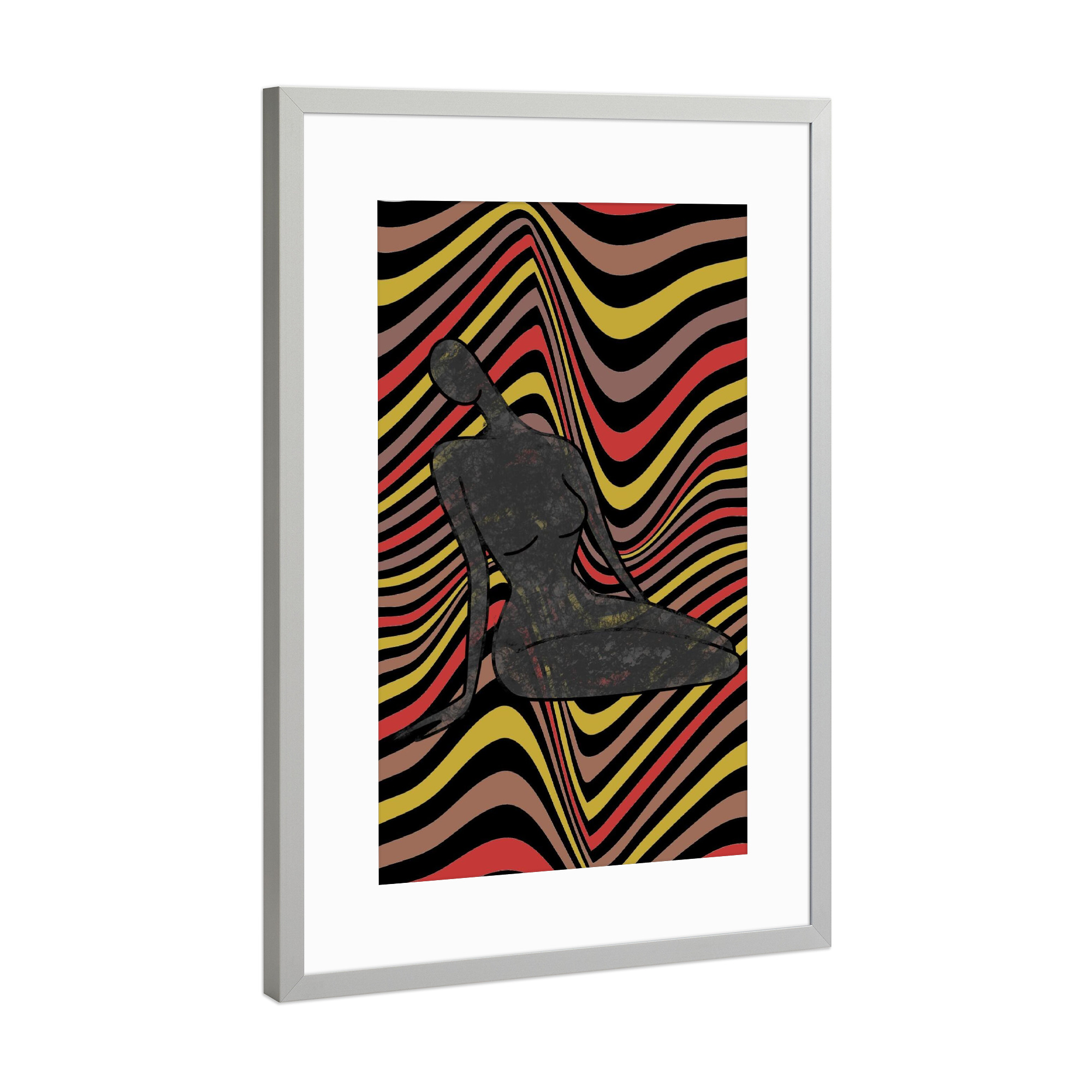 Poster mit Rahmen Silber "Figur und Streifen" artboxONE - Abstrakt,Architektur,Geometrie,Fashion