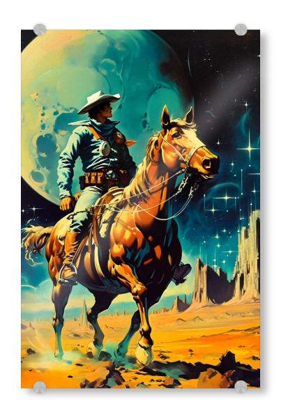 Acrylglasbild "Der Space-Cowboy" artboxONE - Reise,Fiktion,Für Papa,Männer,Galaxy