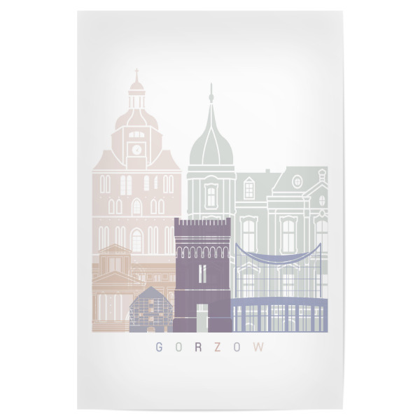 Poster "GORZOW SKYLINE PASTELL" artboxONE - Städte,Architektur - Skyline der wichtigsten städte der welt in pastell
