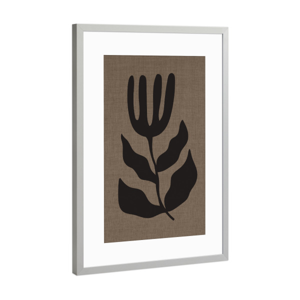Poster mit Rahmen Silber "Linen collection - black flower" artboxONE - Abstrakt