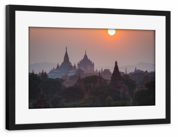 Poster mit Rahmen schwarz "Bagan im Sonnenuntergang" artboxONE - Architektur,Reise / Asien