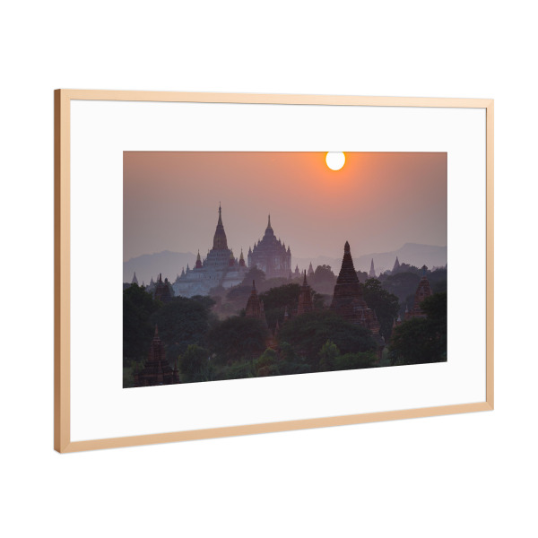 Poster mit Rahmen Kupfer "Bagan im Sonnenuntergang" artboxONE - Architektur,Reise / Asien