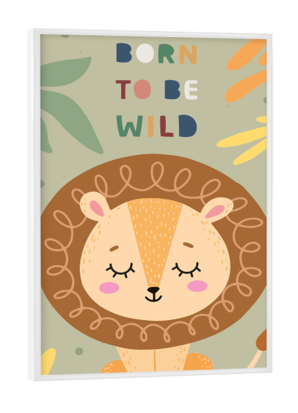 Poster mit weißem Rahmen "KIDS art lion BOBO" artboxONE - Tiere - Kinderzimmer,Babyzimmer,Junge,Mädchen,Tiere,Wandbilder,Deko,Baby,Löwe