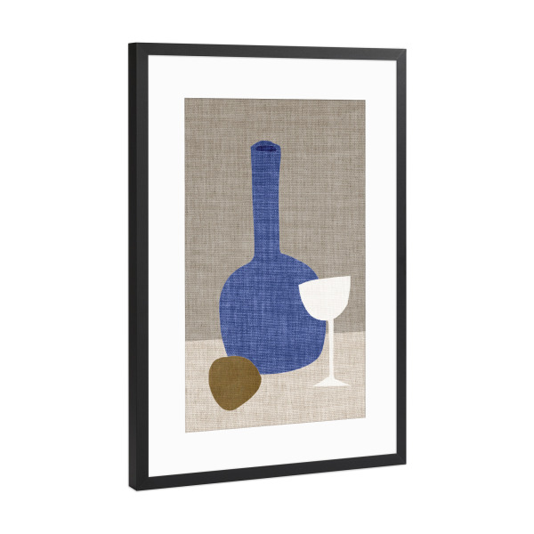 Poster mit Rahmen Schwarz (Metallic) "BLUE Linen - VASE" artboxONE - Abstrakt