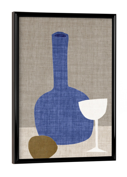 Poster mit schwarzem Rahmen "BLUE Linen - VASE" artboxONE - Abstrakt - Japandi,Modern,Art,Wabisabi,Ibiza,Kunstdruck,Vacation,Geschenk,Einrichtung
