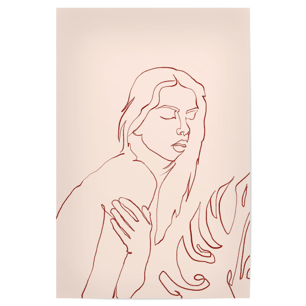 Poster 30x20 cm "Lueur" artboxONE - Menschen - Skizze,Minimalismus,Minimal,Frau,Feminismus,Tropisch,Botanisch,Ausdruck