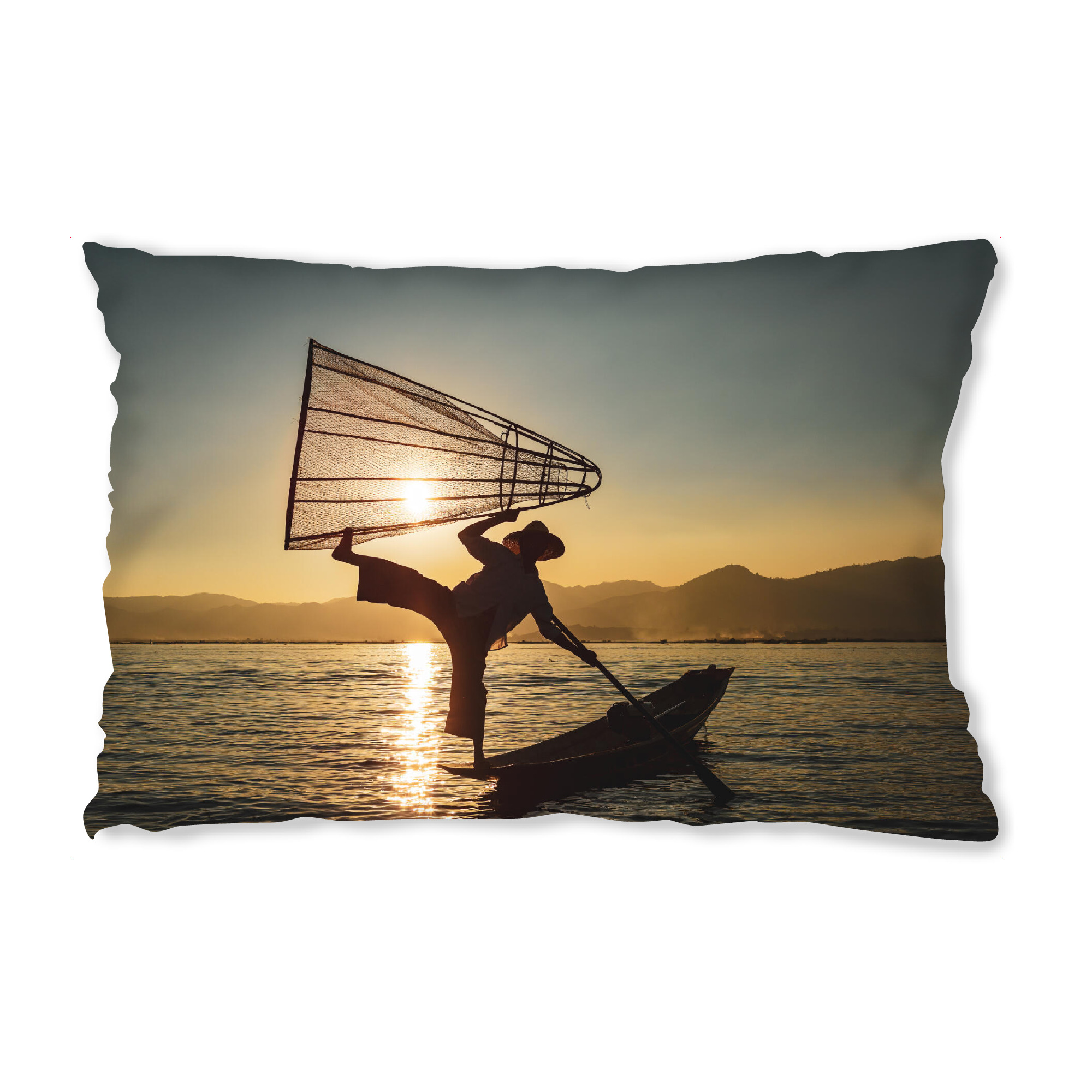 Design-Kissen "Sonnenuntergang mit Fischer" artboxONE - Menschen,Reise / Asien