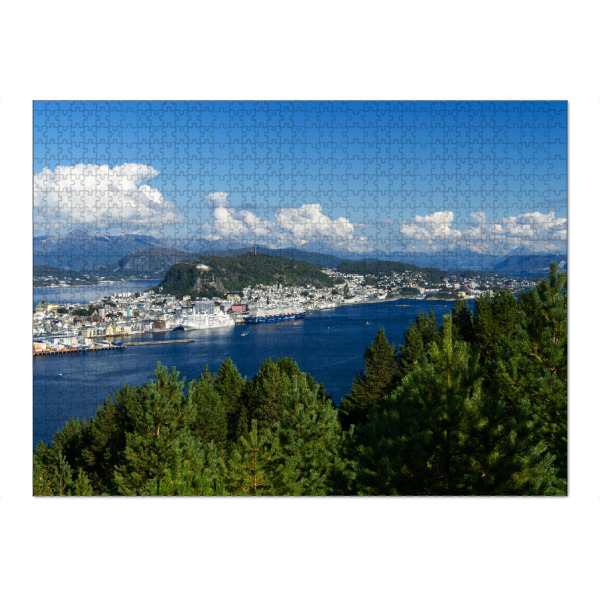 Puzzle Ravensburger "Blick auf Alesund mit Fjord" artboxONE - Natur,Reise,Reise / Strand und Meer,Reise / Länder