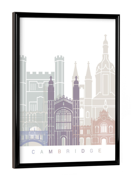 Poster mit schwarzem Rahmen "CAMBRIDGE-SKYLINE-PASTELL" artboxONE - Städte,Architektur