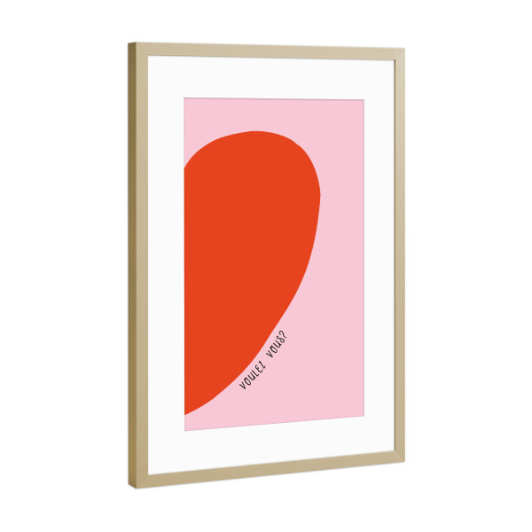Poster mit Rahmen Gold "Voulez vous - Coeur" artboxONE - Typografie,Abstrakt,Liebe
