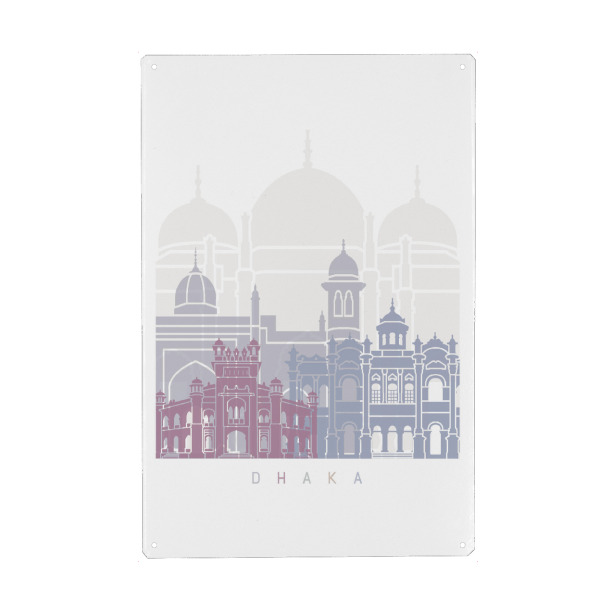Metall Poster "DHAKA-SKYLINE-PASTELL" artboxONE - Städte,Architektur