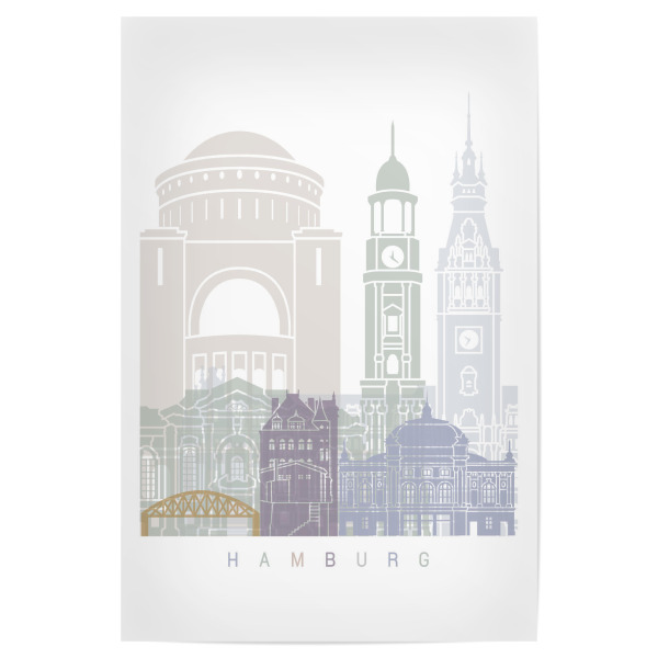 Poster "HAMBURG SKYLINE PASTELL" artboxONE - Städte,Architektur