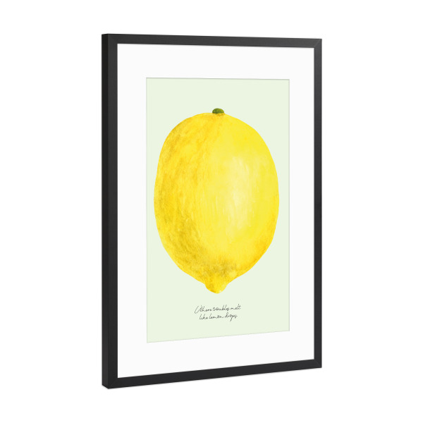 Poster mit Rahmen Schwarz (Metallic) "Zitronenbonbons" artboxONE - Typografie,Essen & Trinken,Lustig