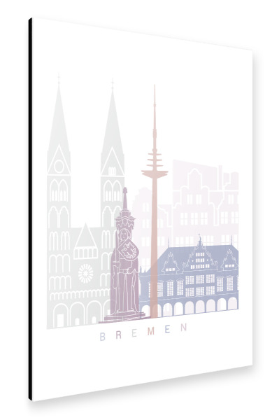 Alu-Dibond "Bremer Skyline Pastell" 30x20 cm artboxONE