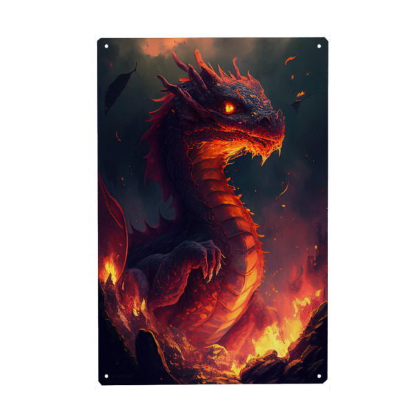 Metall Poster "Baby-Feuerdrachen-Malerei" artboxONE - Tiere