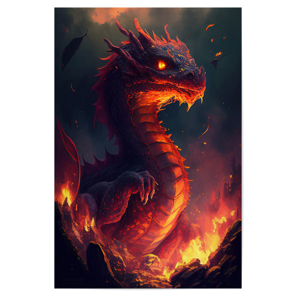 Poster 30x20 cm "Baby-Feuerdrachen-Malerei" artboxONE - Tiere