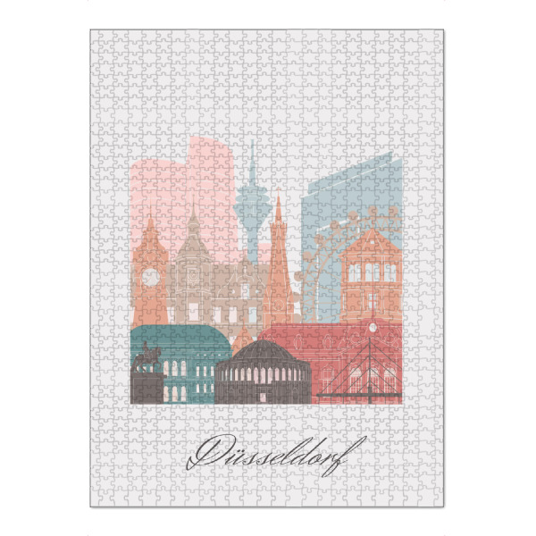 Puzzle Ravensburger "Düsseldorfer Skyline in Pastell" artboxONE - Städte,Reise,Architektur,Städte / Düsseldorf,Kartografie