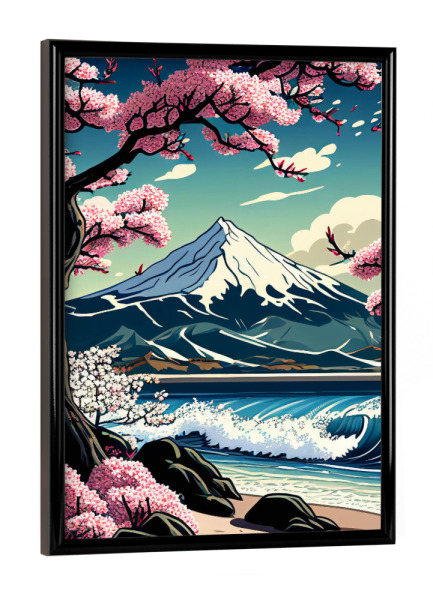 Poster mit schwarzem Rahmen "Kirschblüte - Die Welle" artboxONE - Natur,Reise,Floral