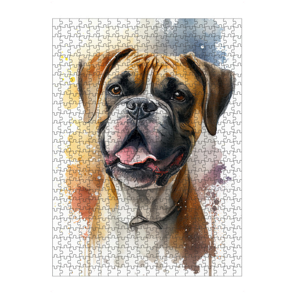 Puzzle Ravensburger "Boxer-Porträt" artboxONE - Tiere - Tier,Leinwand,Kunst,Leinwand,Bunte,Hübsch,Hund,Farbe,Malerei,Porträt,Aquarell,Weiß