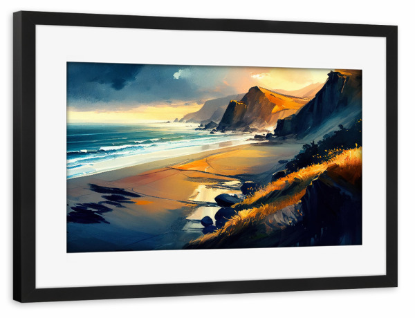 Poster mit Rahmen schwarz "Ozean bei Sonnenuntergang" artboxONE - Natur,Reise / Strand und Meer