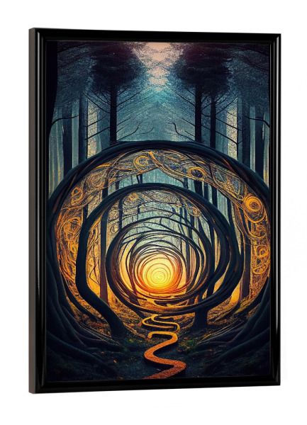 Poster mit schwarzem Rahmen "Wald mit verdrehter Symmetrie" artboxONE - Abstrakt