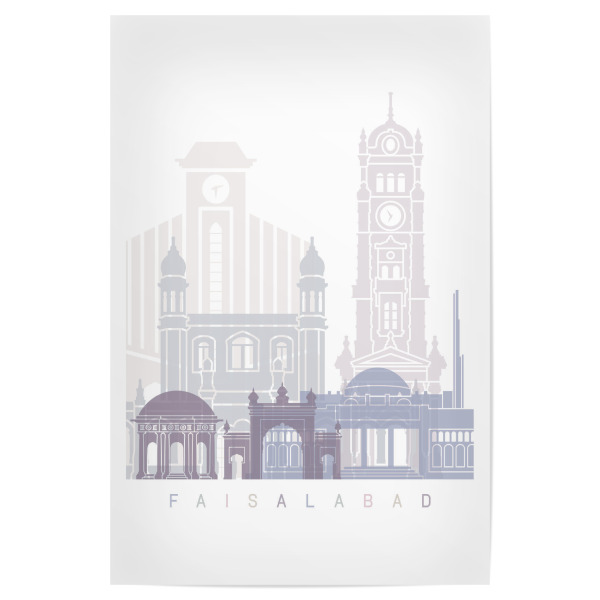 Poster 30x20 cm "FAISALABAD SKYLINE PASTELL" artboxONE - Städte,Architektur