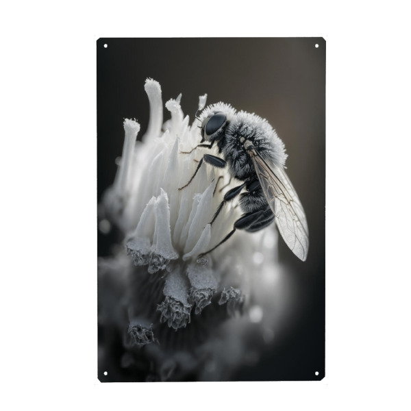 Metall Poster "Frozen Bee" artboxONE - Natur,Tiere - Macro,Bee,Biene,Blume,Frozen,Art,Ai,Photography,Eis,Ice - Blechschild