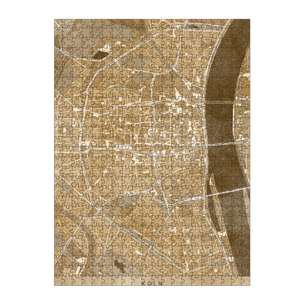 Puzzle Ravensburger "Sepiakarte der Kölner Innenstadt" artboxONE - Städte / Köln,Kartografie - Colonia,Köln,Deutschland,Karte,Sepia,Vintage,Alt,Antik