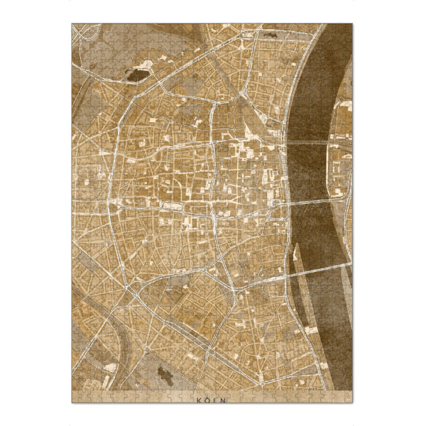 Puzzle Ravensburger "Sepiakarte der Kölner Innenstadt" artboxONE - Städte / Köln,Kartografie - Colonia,Köln,Deutschland,Karte,Sepia,Vintage,Alt,Antik