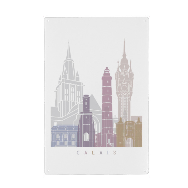 Holzbild "CALAIS-SKYLINE-PASTELL" artboxONE - Städte,Architektur