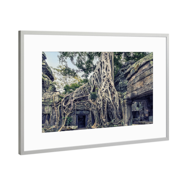 Poster mit Rahmen Silber "Ta Prohm-Tempel" artboxONE - Städte,Reise,Architektur,Reise / Asien,Reise / Länder