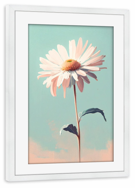 Poster mit Rahmen weiß "Malerei-Pastellgänseblümchen" artboxONE - Floral