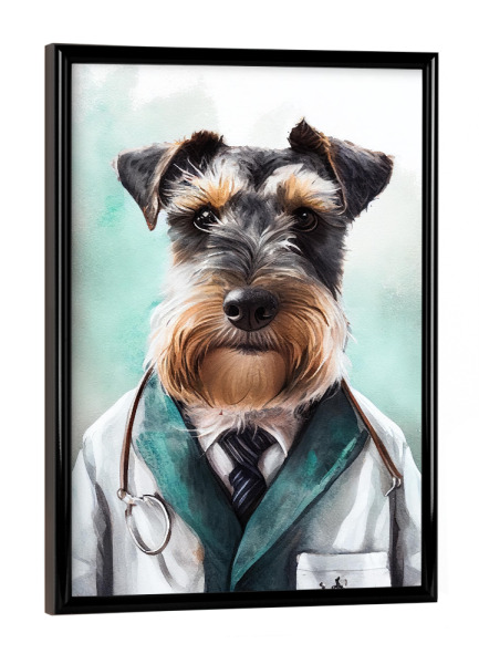 Poster mit schwarzem Rahmen "Doktor Terrier" artboxONE - Tiere,Lustig
