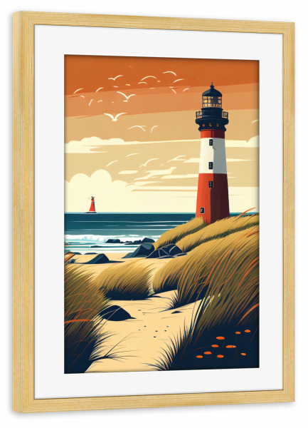 Poster mit Rahmen kiefer "Sonnenuntergang an der Nordsee" artboxONE - Natur,Reise / Strand und Meer