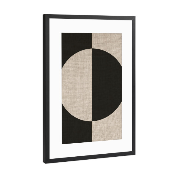 Poster mit Rahmen Schwarz (Metallic) "Linen moon black" artboxONE - Abstrakt - Japandi,Modern,Art,Ibiza,Kunstdruck,Geschenk,Einrichtung,Abstrakt,Kunst