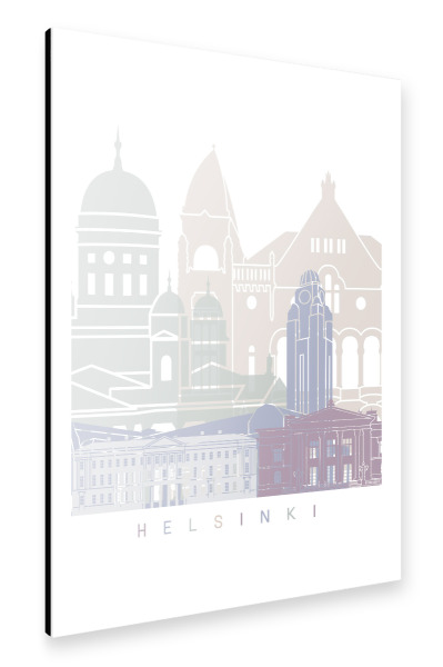 Alu-Dibond "HELSINKI SKYLINE PASTELL" 30x20 cm artboxONE