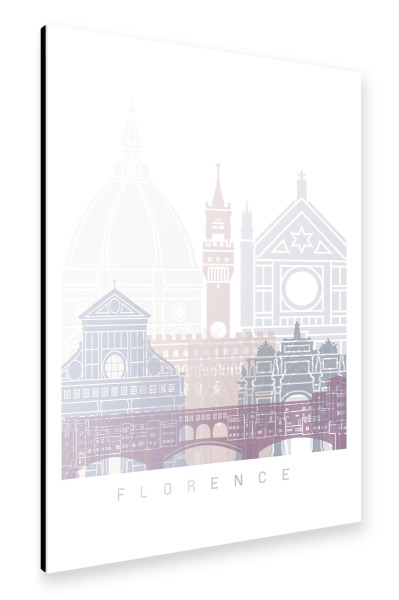Alu-Dibond "FLORENZ SKYLINE IN PASTELL" 30x20 cm artboxONE