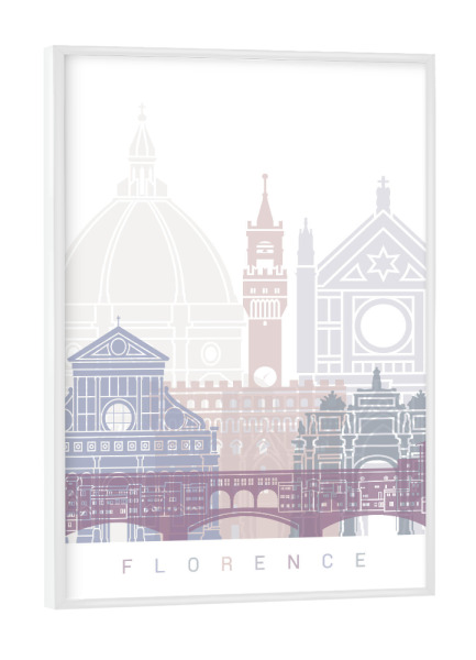 Poster mit weißem Rahmen "FLORENZ SKYLINE IN PASTELL" artboxONE - Städte,Architektur