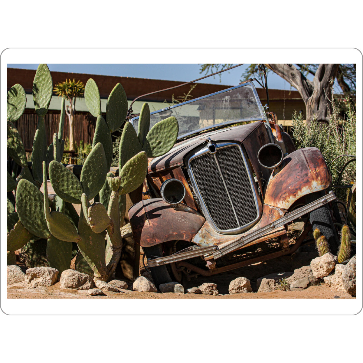 Tischset "Oldtimer in Namibia" artboxONE - Reise / Afrika,Automobile - Namibia,Namib,Wüste,Afrika,Südafrika,Deutsch südwestafrika,Oldtimer,Auto,Kaktus