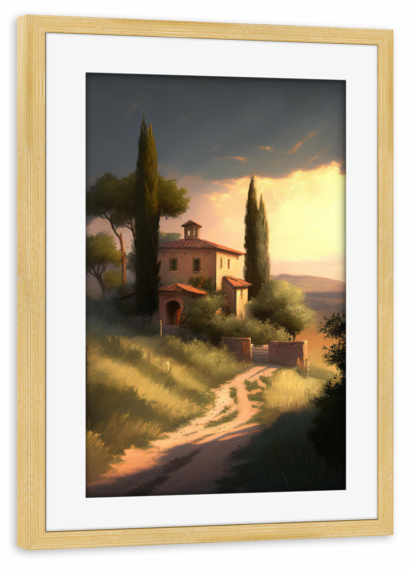 Poster mit Rahmen kiefer "Villa in der Toskana" artboxONE - Natur,Reise / Länder