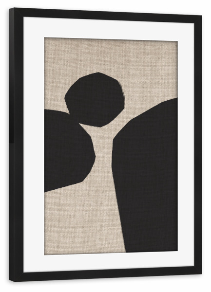Poster mit Rahmen schwarz "LINEN collection - JAPANDI ROMBA" artboxONE - Abstrakt,Geometrie