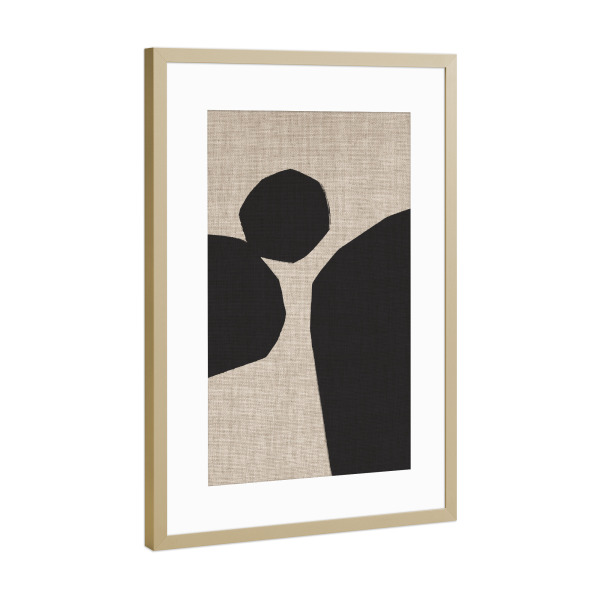 Poster mit Rahmen Gold "LINEN collection - JAPANDI ROMBA" artboxONE - Abstrakt,Geometrie