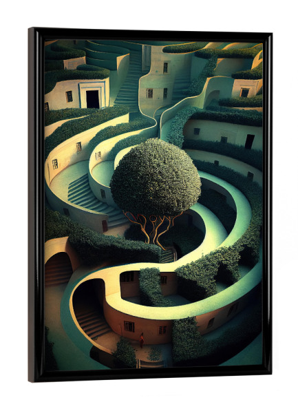 Poster mit schwarzem Rahmen "Labyrinthstadt" artboxONE - Abstrakt,Architektur
