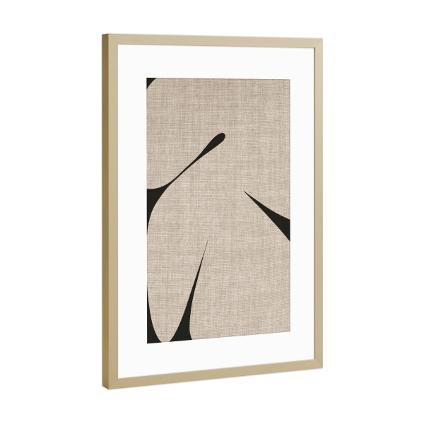 Poster mit Rahmen Gold "LINEN - tiny black" artboxONE - Abstrakt,Geometrie