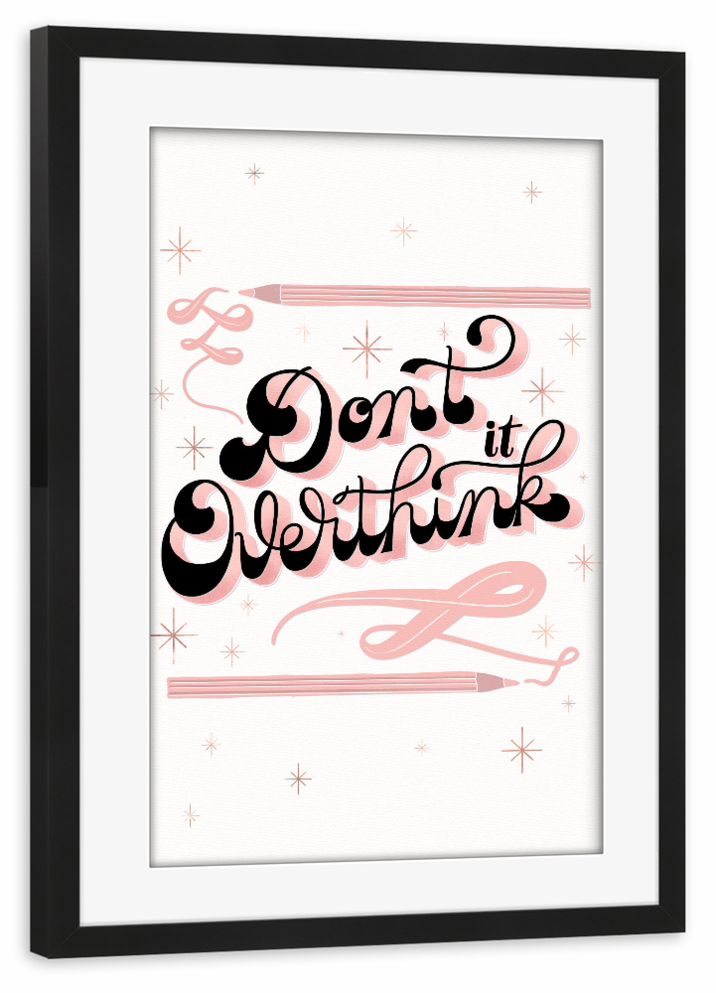 Poster mit Rahmen schwarz "Don't Overthink it" artboxONE - Typografie,Lustig