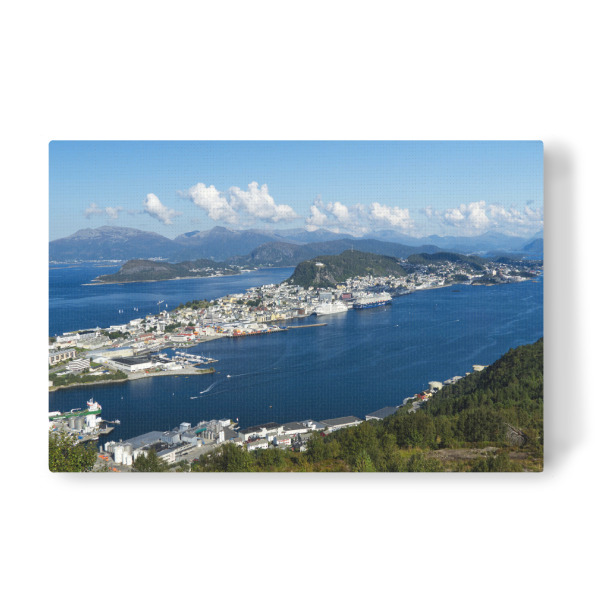 Leinwandbild "Alesund mit Hafen und Fjord" artboxONE - Natur,Reise,Reise / Strand und Meer,Reise / Länder