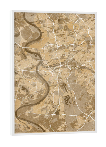 Poster mit weißem Rahmen "Sepiakarte von Duisburg" artboxONE - Kartografie - Duisburg,Deutschland,Karte,Jahrgang,Sepia,Alt,Antik