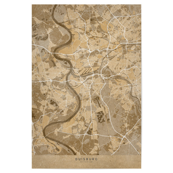 Poster "Sepiakarte von Duisburg" artboxONE - Kartografie - Duisburg,Deutschland,Karte,Jahrgang,Sepia,Alt,Antik