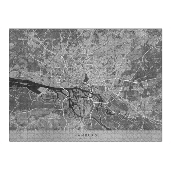 Puzzle Ravensburger "Graue Karte von Hamburg" artboxONE - Kartografie - Karte,Grau,Hamburg,Deutschland,Alt,Antik - Bild karte