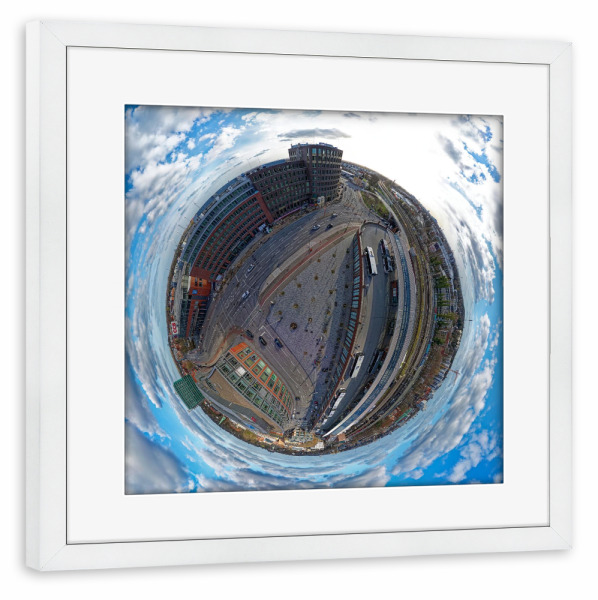 Poster mit Rahmen weiß "HH-Bergedorfer Tor,Ginkgoplatz" artboxONE - Städte,Städte / Hamburg,Reise,Architektur,Reise / Länder